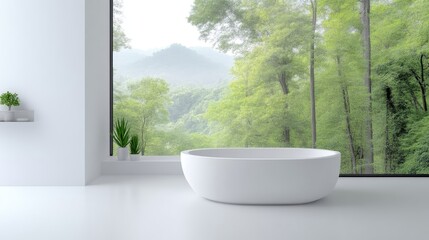 Fototapeta premium Modern bathroom with a tranquil view