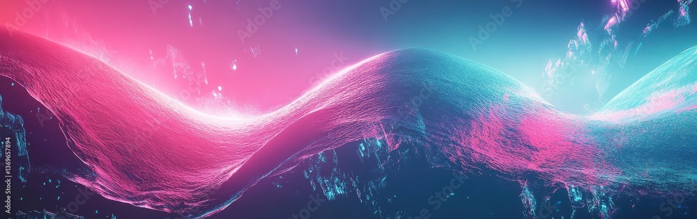 Aufkleber futuristic wave design featuring vibrant neon colors and dynamic flowing patterns for modern digital