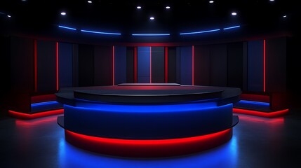 Modern Television Studio News Desk Set Design