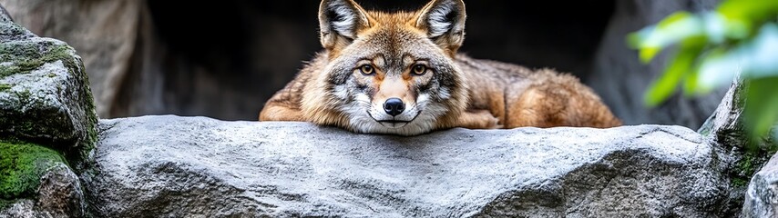 Obraz premium Coyotes Resting on Rocks