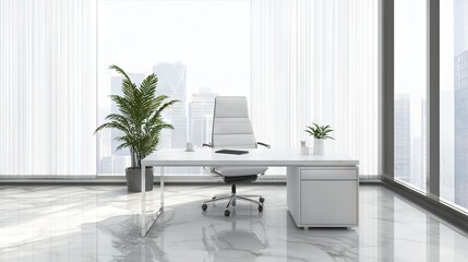 Sleek Office Minimalism: Sunlit Workspace with Design Aesthetics Design
