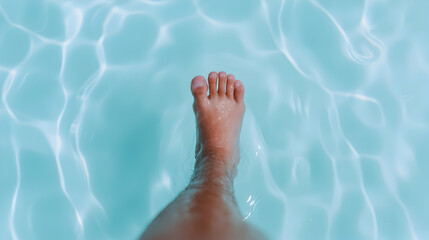 Closeup of Wet Foot in Pool Water on Sunny Day