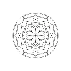 Line Art for Adult Mandala Coloring Page Vector Illustration. Printable Coloring Sheet for Relaxation