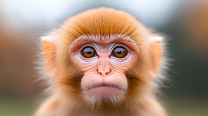 Closeup Portrait of a Young Monkey