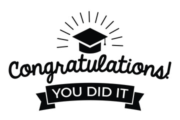 Graduation labels. Vector isolated elements for graduation design, congratulation event, party, high school or college graduate