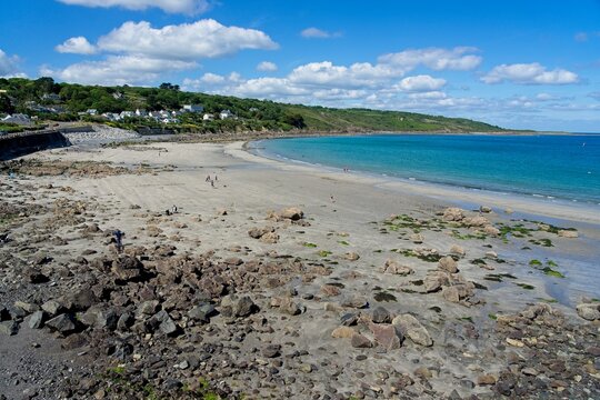 Coverack England - 11 June 2024 - The beach of the picturesque coastal village of Coverack on the Lizard Peninsula on the Cornwall coast in England