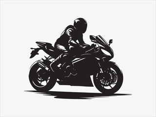  Motorcycle Rider Silhouette in Dynamic Pose with Bold Lines and Dramatic Contrast