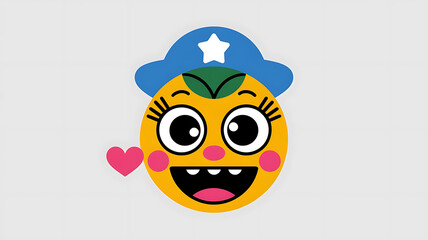 Fototapeta premium Cute cartoon fruit character happy expression love emoji flat design kids style