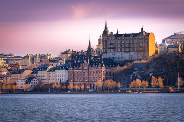 Fototapeta premium Sodermalm Waterfront at Golden Hour, Sweeden