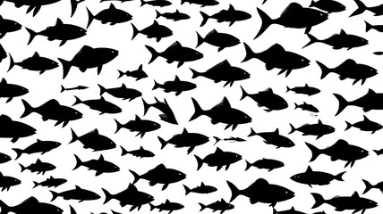 Fototapeta premium Seamless Black Shark Pattern: Minimalistic Aquatic Vector Design for Marine and Wildlife Illustration