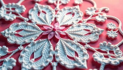Intricate floral pattern lace doily, delicate texture, lace, detail, homedecor