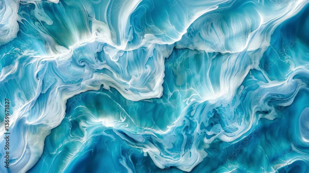 Poster gentle turquoise waves move in fluid patterns beneath the sunlight, creating a captivating display o