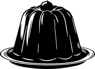 pudding engraving black and white outline. dessert illustration cream silhouette pudding logo sweet icon food outline delicious creamy gourmet milk cake tasty 