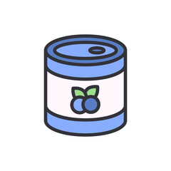 Blueberry jam colored icons, minimalist vector illustration ,simple transparent graphic element .Isolated on white background