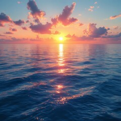 Fototapeta premium Ocean Waves at Sunset with Reflection and Colorful Cloudy Sky