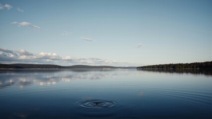 Baltic Sea Calm in Finland Helsinki captures serene lake reflecting blue sky, fluffy clouds. Concept of tranquility, landscape of Baltic Sea Calm in Finland Helsinki.