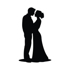 Couple black silhouette of simple minimal vector