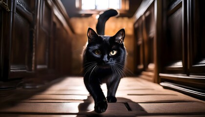 Double exposure effect of a cat’s face blended with a starry night sky.
