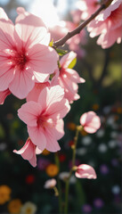 Delicate Pink Flower Blossoms in a Garden