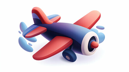 Red and Blue Cartoon Airplane Illustration