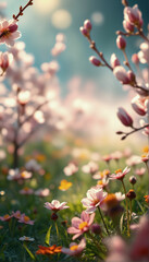 Blossoming Flowers in a Vibrant Spring Garden