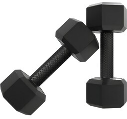 Pair of Black Plastic Dumbbells on a Clean White Background