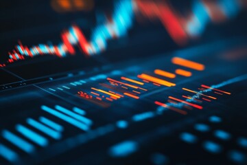 Dynamic financial data visualization with vibrant bar and line graphs