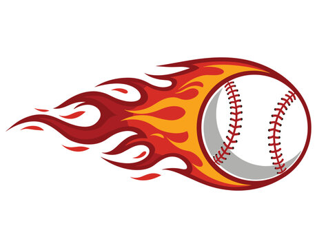 baseball in fire Vector illustration