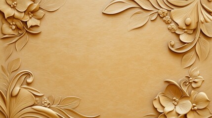 Golden Anniversary Card with Intricate Embossed Floral Borders and Soft Glow, Luxury Atmosphere