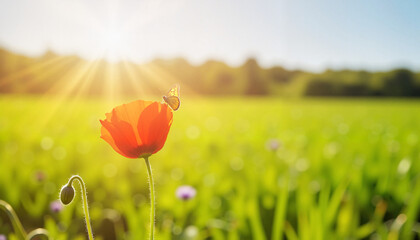 Obraz premium Sunflowers glowing in golden hour sunset, serene beauty of nature