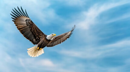 Fototapeta premium Majestic Eagle Soaring Through the Sky with Wings Spread Wide, Powerful and Free