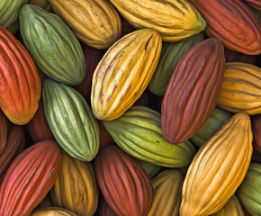 Fototapeta premium cocoa pods, which are the fruit of the cacao tree