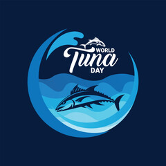 World Tuna Day creative logo design editable vector illustration for flyer backdrop web social media post magazine book card isolated