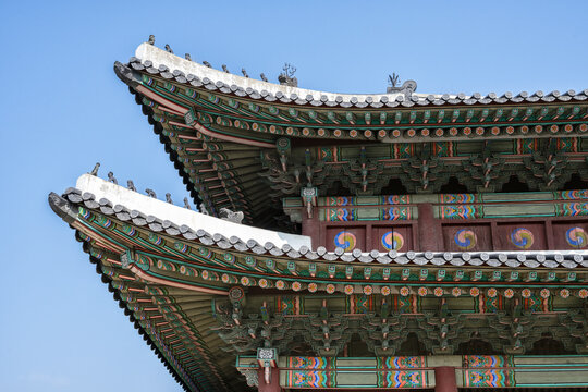 Details on the entrance gate to the Changdeokgung Palace Complex in Seoul, Korea