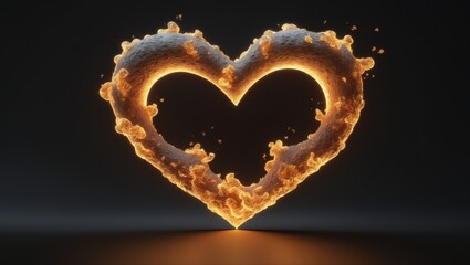 Burning Heart with Flickering Flames Background