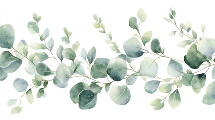 Obraz premium Bright green eucalyptus leaves create an elegant and serene pattern for decoration and design purposes