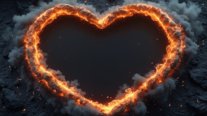 Dynamic Fire Heart with Glowing Surrounds Background
