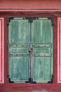 Doors located near the entrance gate of the Changdeokgung Palace Complex in Seoul, Korea