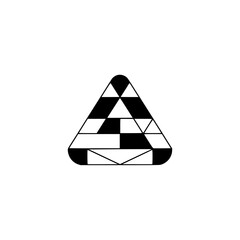 Abstract Geometric Triangle in Black and White on White Background