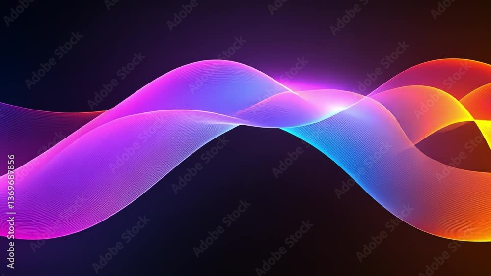 Aufkleber dynamic abstract waves colorful energy in motion against dark background, creating graphic design of