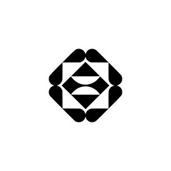 Geometric Abstract Emblem, Black & White Design on White Background
