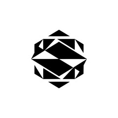 Geometric Black and White Abstract Icon on Gray Background