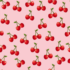 summer seamless pattern with cherries