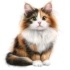 Beautiful cat sitting elegantly against a solid black background showcasing its soft fur and captivating expression transparent background