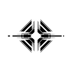 Minimalist Geometric Abstract, Black & White, Art Deco Design