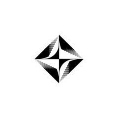 Fototapeta premium Abstract Geometric Starburst Logo in Black and White