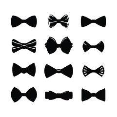 Vintage bow tie icon silhouette set simple minimal vector