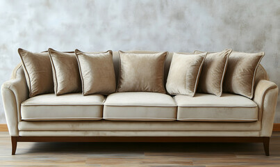 Obraz premium Beautiful and Stylish Living Room with Nordic-Inspired Decor and Sunlit Ambience 3D Render