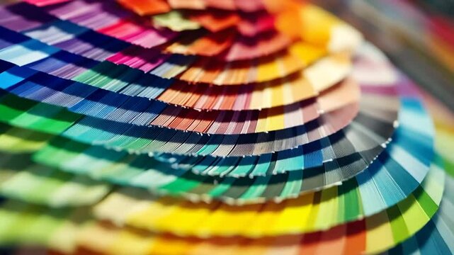 Vibrant Spectrum: A Colorful Close-Up of a Paint Swatch Fan