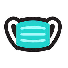 Black line icon cute mask